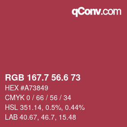 カラーコード: RGB 167.7 56.6 73 | qconv.com