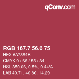 カラーコード: RGB 167.7 56.6 75 | qconv.com