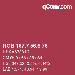 カラーコード: RGB 167.7 56.6 76 | qconv.com