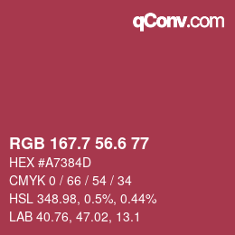 カラーコード: RGB 167.7 56.6 77 | qconv.com