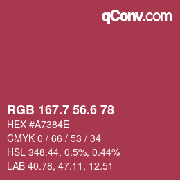 カラーコード: RGB 167.7 56.6 78 | qconv.com