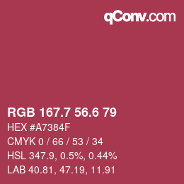 カラーコード: RGB 167.7 56.6 79 | qconv.com