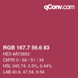 カラーコード: RGB 167.7 56.6 83 | qconv.com
