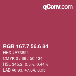 カラーコード: RGB 167.7 56.6 84 | qconv.com