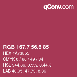 カラーコード: RGB 167.7 56.6 85 | qconv.com