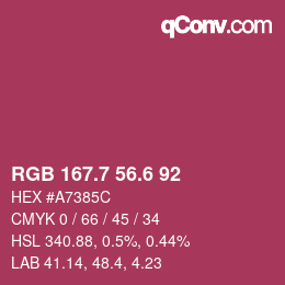 カラーコード: RGB 167.7 56.6 92 | qconv.com