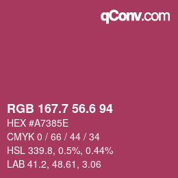 カラーコード: RGB 167.7 56.6 94 | qconv.com