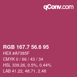 カラーコード: RGB 167.7 56.6 95 | qconv.com