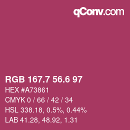 カラーコード: RGB 167.7 56.6 97 | qconv.com