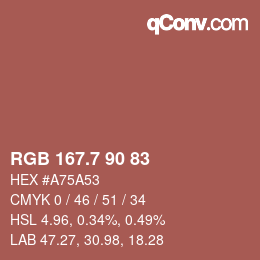 カラーコード: RGB 167.7 90 83 | qconv.com