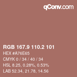カラーコード: RGB 167.9 110.2 101 | qconv.com