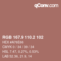 Color code: RGB 167.9 110.2 102 | qconv.com