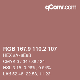 Color code: RGB 167.9 110.2 107 | qconv.com