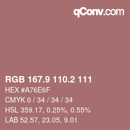 Color code: RGB 167.9 110.2 111 | qconv.com