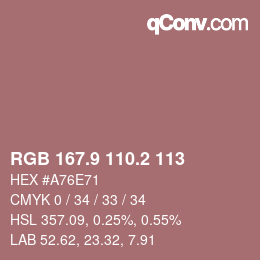 カラーコード: RGB 167.9 110.2 113 | qconv.com