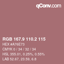 Color code: RGB 167.9 110.2 115 | qconv.com