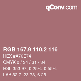 Color code: RGB 167.9 110.2 116 | qconv.com