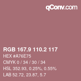 カラーコード: RGB 167.9 110.2 117 | qconv.com