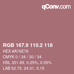 カラーコード: RGB 167.9 110.2 118 | qconv.com