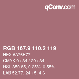 カラーコード: RGB 167.9 110.2 119 | qconv.com