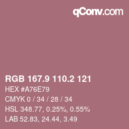 Color code: RGB 167.9 110.2 121 | qconv.com
