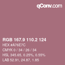 カラーコード: RGB 167.9 110.2 124 | qconv.com