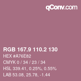 Color code: RGB 167.9 110.2 130 | qconv.com