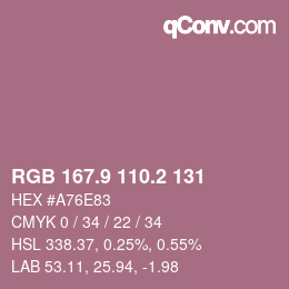 Color code: RGB 167.9 110.2 131 | qconv.com