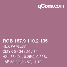 カラーコード: RGB 167.9 110.2 135 | qconv.com