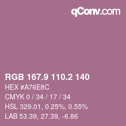 Color code: RGB 167.9 110.2 140 | qconv.com