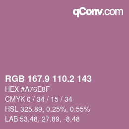 カラーコード: RGB 167.9 110.2 143 | qconv.com