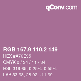 Color code: RGB 167.9 110.2 149 | qconv.com