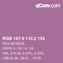 Color code: RGB 167.9 110.2 154 | qconv.com