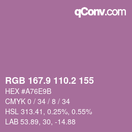 Color code: RGB 167.9 110.2 155 | qconv.com