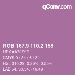 カラーコード: RGB 167.9 110.2 158 | qconv.com