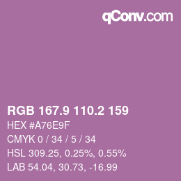 Color code: RGB 167.9 110.2 159 | qconv.com