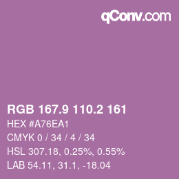 カラーコード: RGB 167.9 110.2 161 | qconv.com