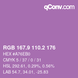 カラーコード: RGB 167.9 110.2 176 | qconv.com