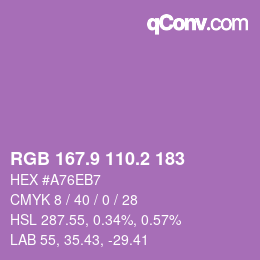 カラーコード: RGB 167.9 110.2 183 | qconv.com