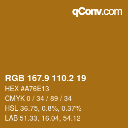 Color code: RGB 167.9 110.2 19 | qconv.com