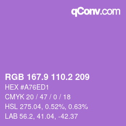 カラーコード: RGB 167.9 110.2 209 | qconv.com
