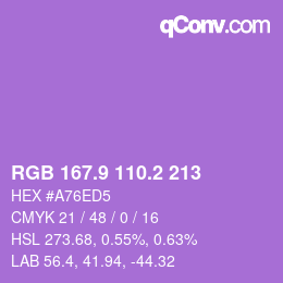 カラーコード: RGB 167.9 110.2 213 | qconv.com