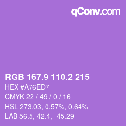 カラーコード: RGB 167.9 110.2 215 | qconv.com