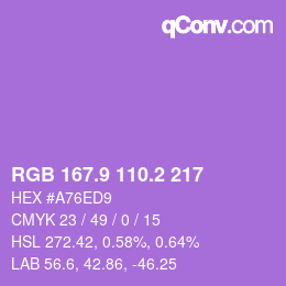 カラーコード: RGB 167.9 110.2 217 | qconv.com