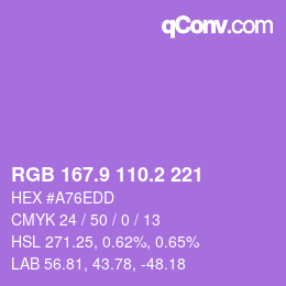 カラーコード: RGB 167.9 110.2 221 | qconv.com