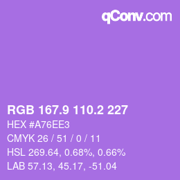 カラーコード: RGB 167.9 110.2 227 | qconv.com