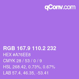 カラーコード: RGB 167.9 110.2 232 | qconv.com