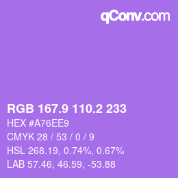 カラーコード: RGB 167.9 110.2 233 | qconv.com
