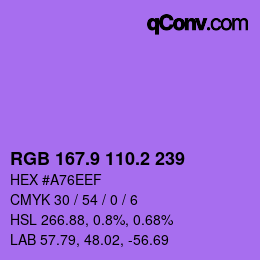 カラーコード: RGB 167.9 110.2 239 | qconv.com