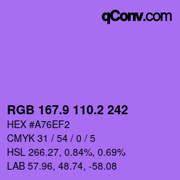 カラーコード: RGB 167.9 110.2 242 | qconv.com